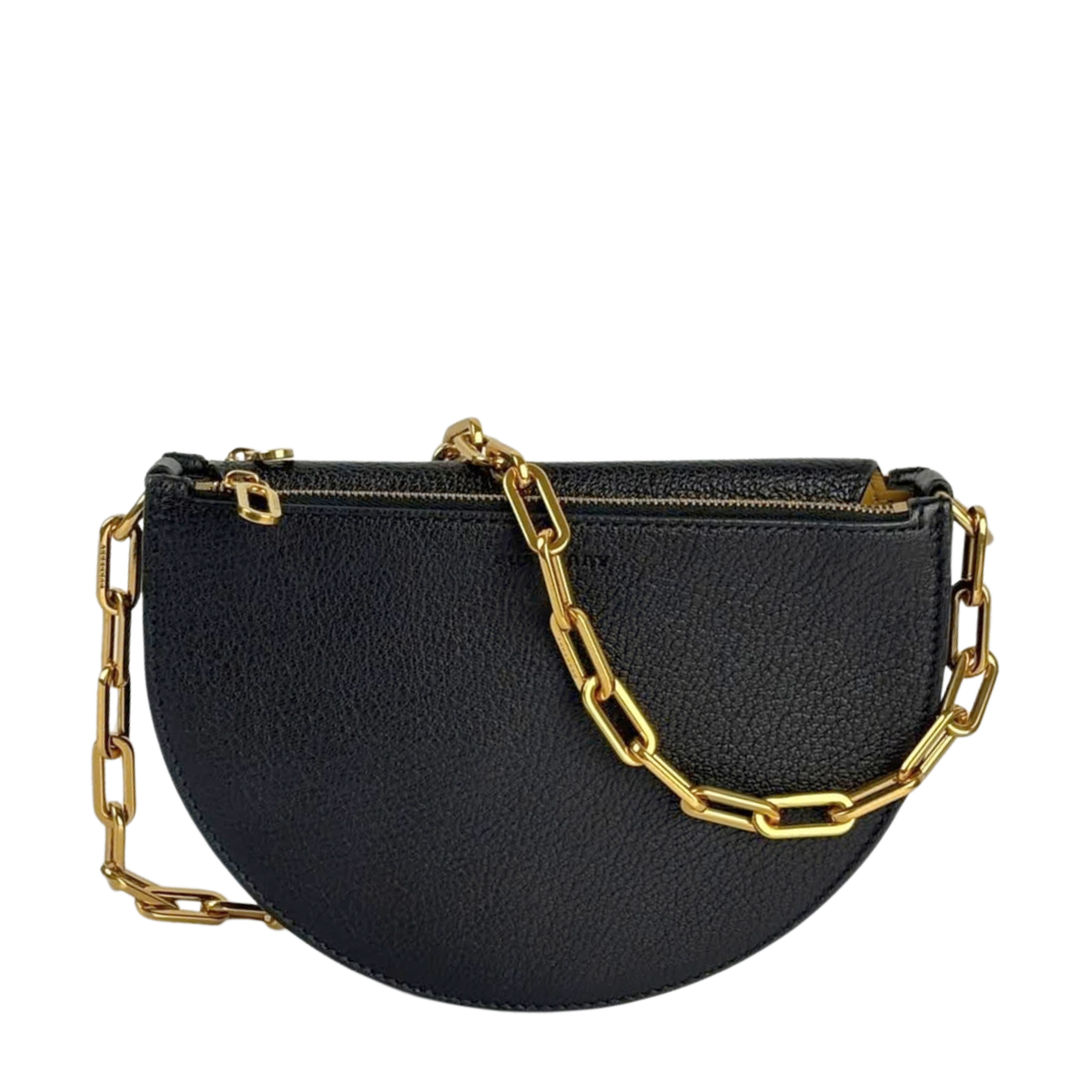 Black Leather Half-Moon Shoulder Bag