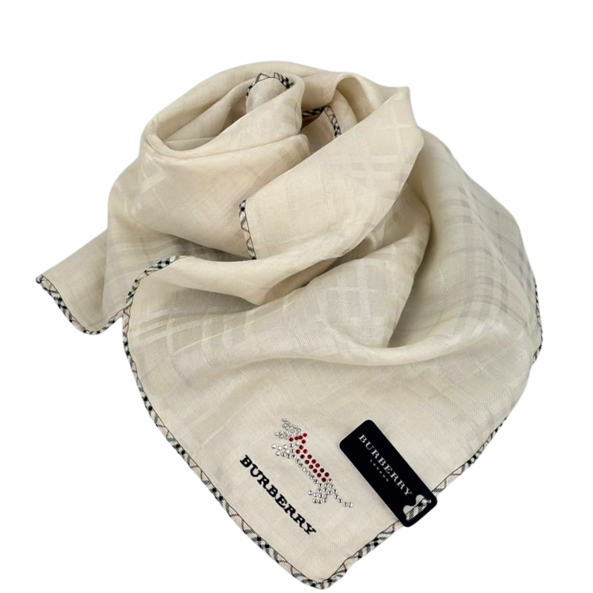 Embellished Large Handkerchief in Off White 58cm