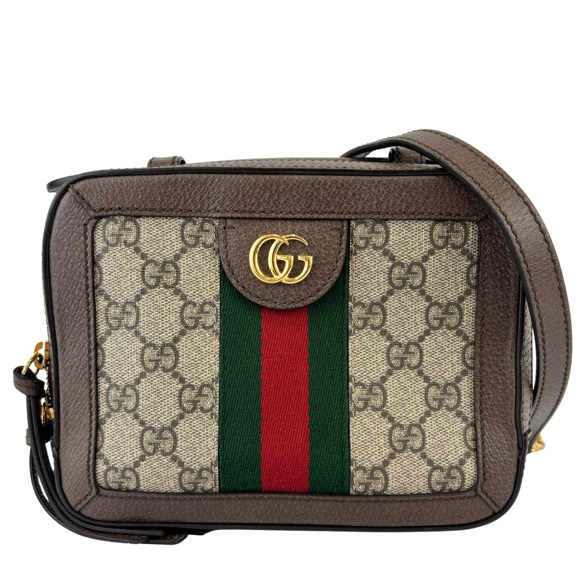 Beige GG Supreme Coated Canvas Ophidia Mini Square Shoulder Bag