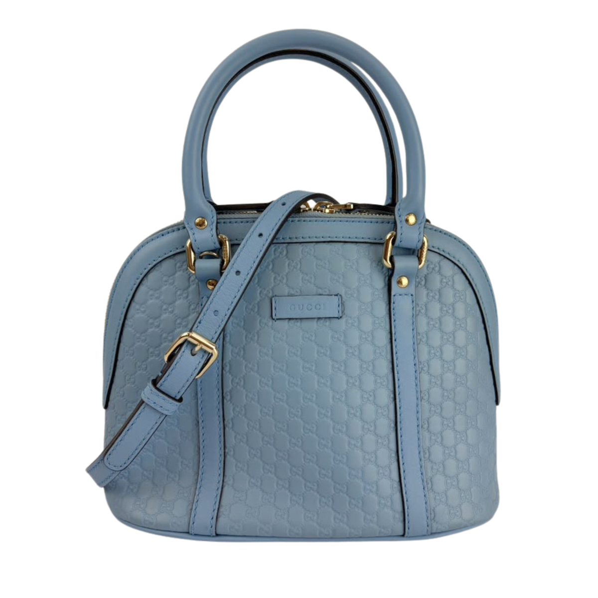 Microguccissima Leather Mini Dome Crossbody in Light Blue