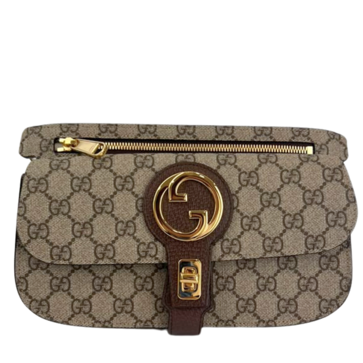GG Supreme Monogram Textured Dollar Calfskin Blondie Belt Bag Beige Ebony New Acero