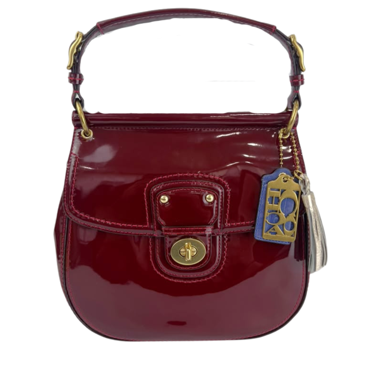 21244 Red Patent Willis Top Handle Bag