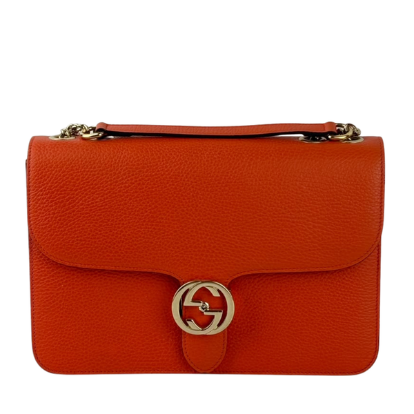 510303 Dollar Calfskin Interlocking G Orange Medium