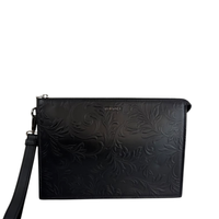 Barocco Black Calf Leather Clutch