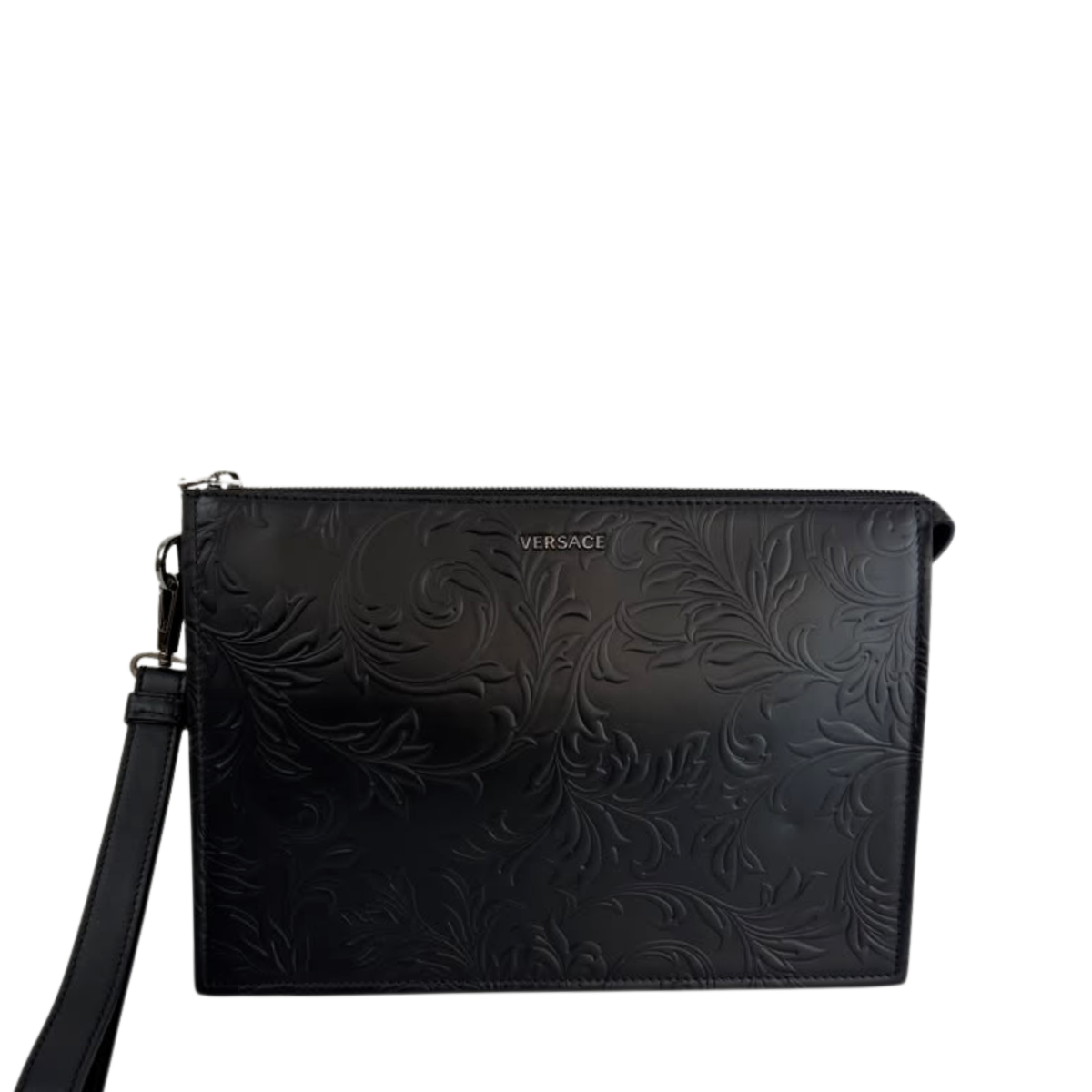 Barocco Black Calf Leather Clutch