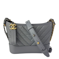 A91810 Small Gabrielle Hobo in Light Grey Quilted Calfskin