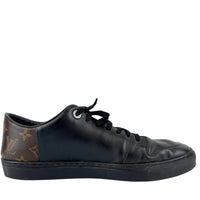 Brown Monogram Canvas & Black Leather Low Top Sneakers Size 9