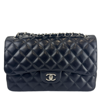 Jumbo Classic Double Flap in Black Lambskin SHW
