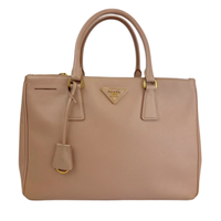 BN2274 Saffiano Lux Galleria Double Zip Tote in Cammeo GHW
