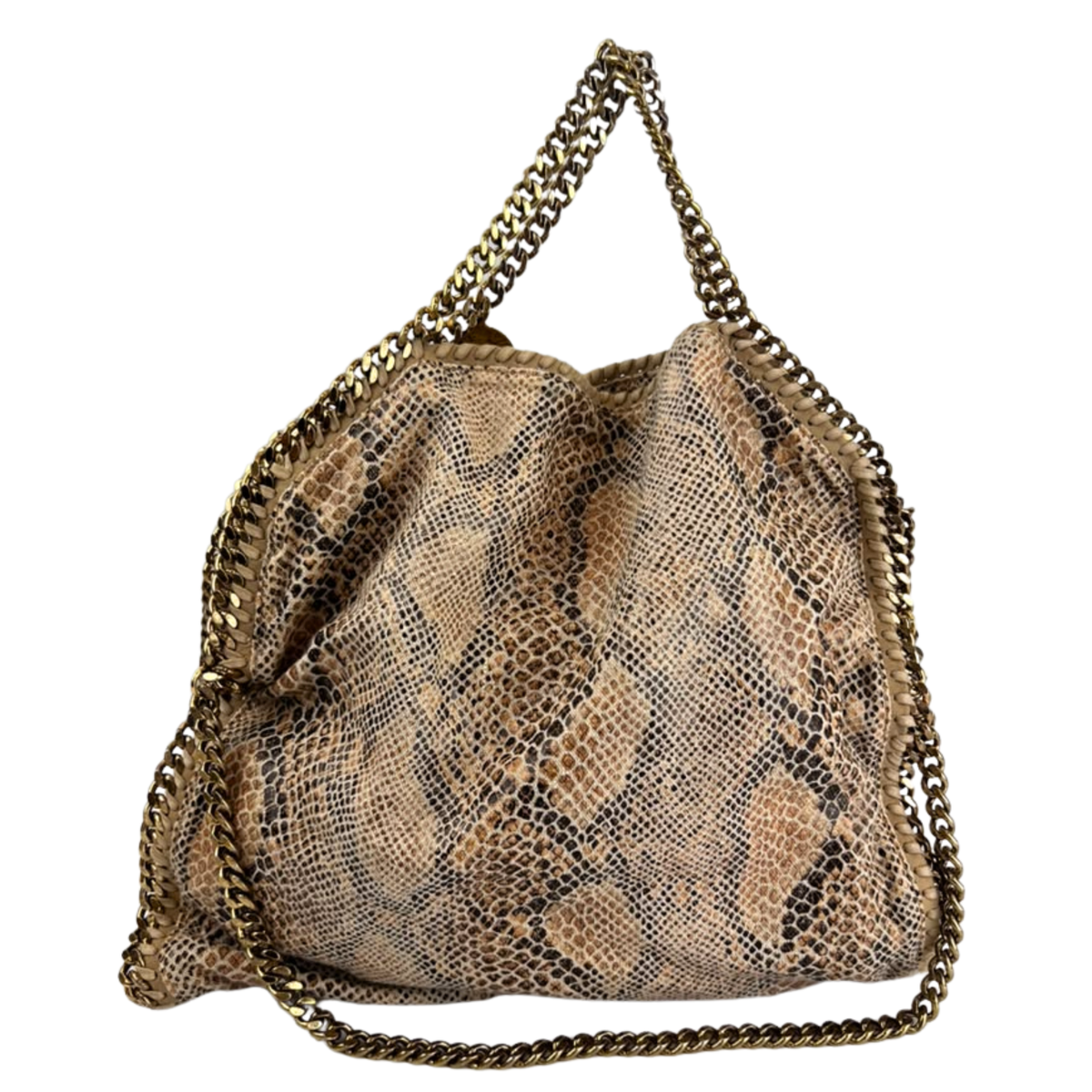 Beige Snakeskin Effect Falabella Tote