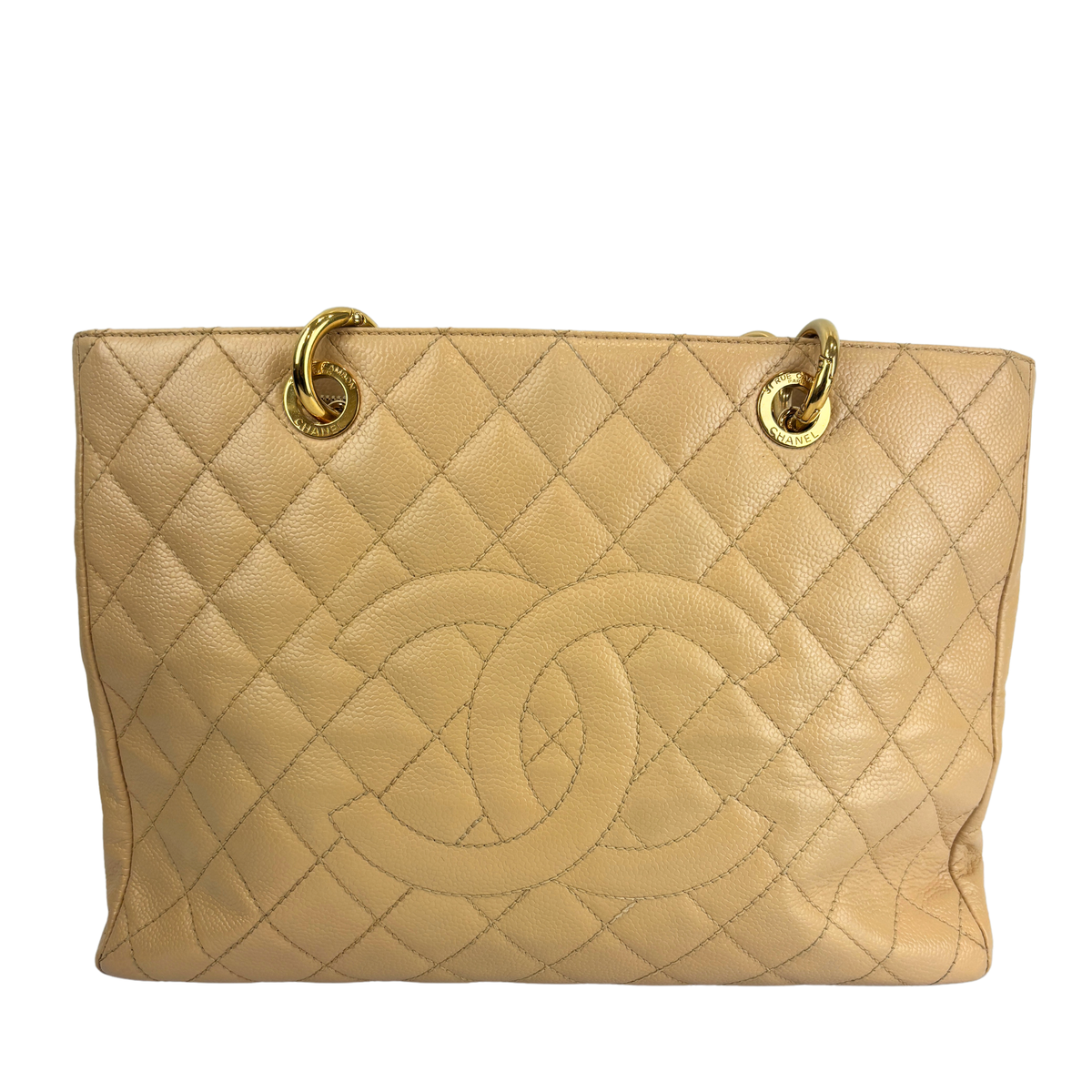 Grand Shopping Tote (GST) in Beige Caviar GHW