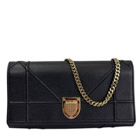 Diorama Croisiere Wallet on Chain Clutch in Black Grained Calfskin