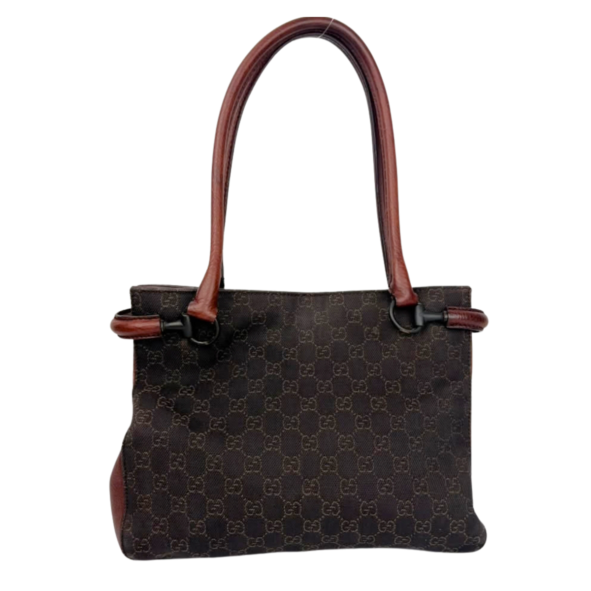 Chocolate GG Canvas Horsebit Shoulder Bag (Tom Ford Era)