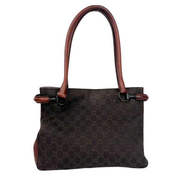 Chocolate GG Canvas Horsebit Shoulder Bag (Tom Ford Era)