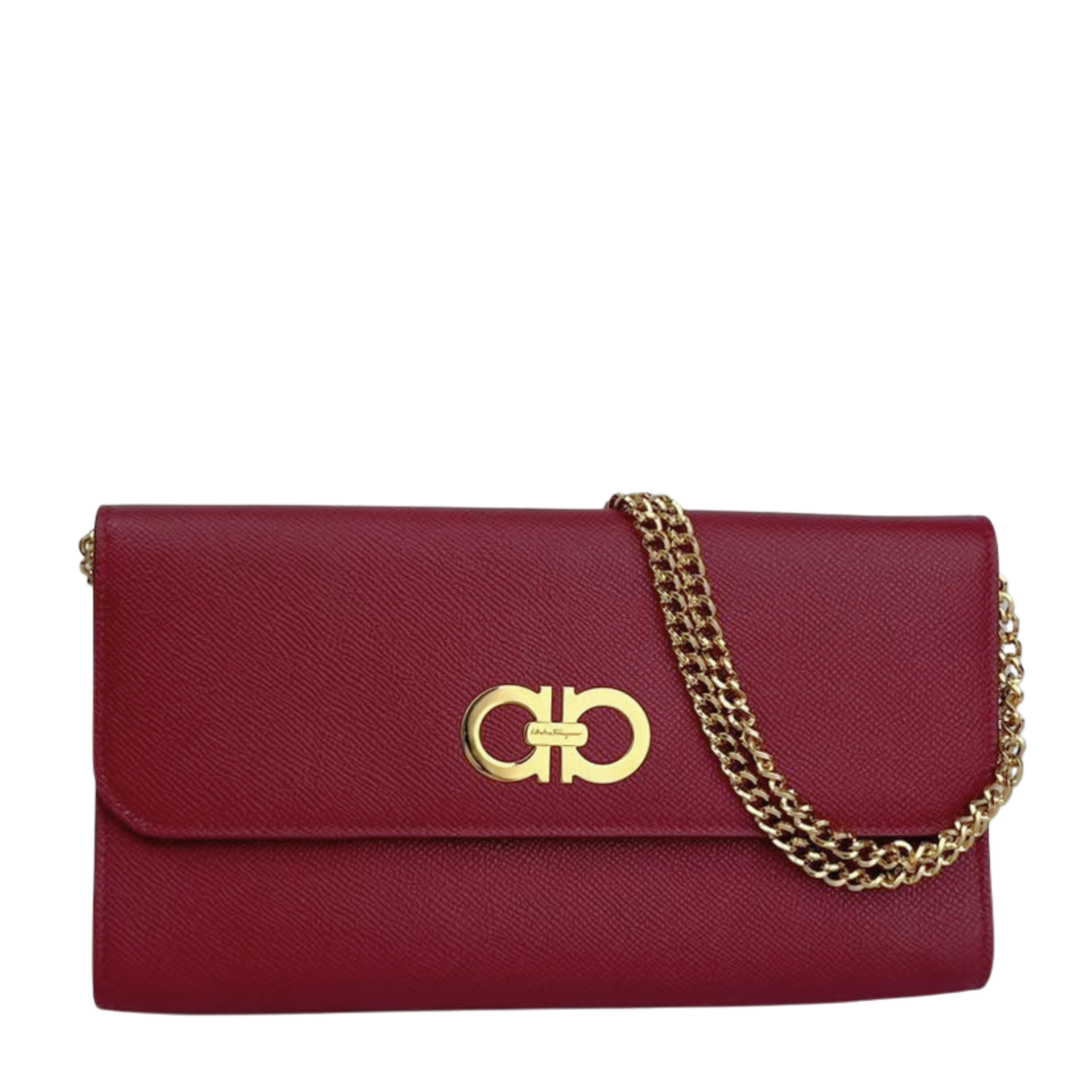 Burgundy Gancini Clutch On Chain
