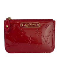 Monogram Vernis Pochette Cles Key & Change Holder in Cherry Red