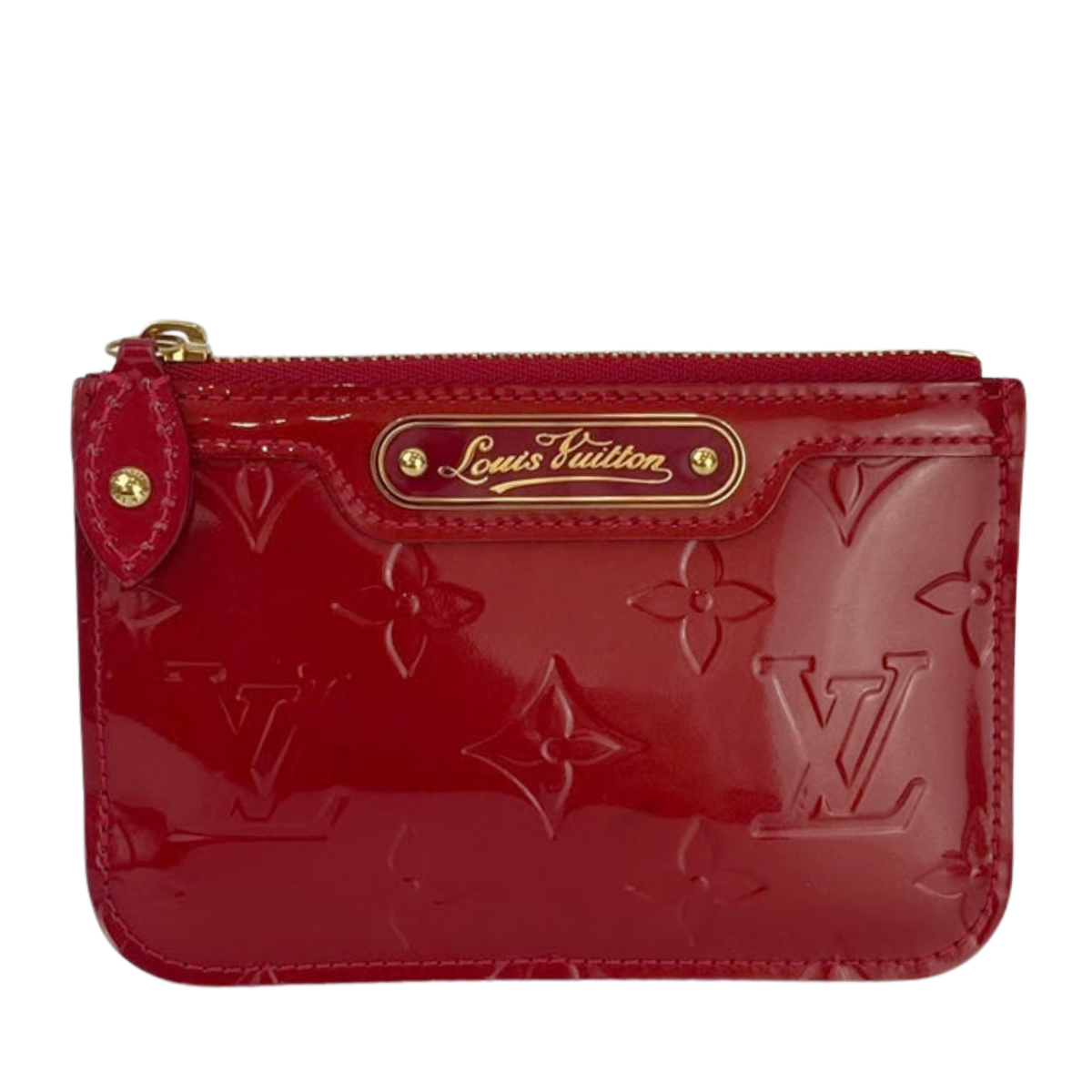 Monogram Vernis Pochette Cles Key & Change Holder in Cherry Red