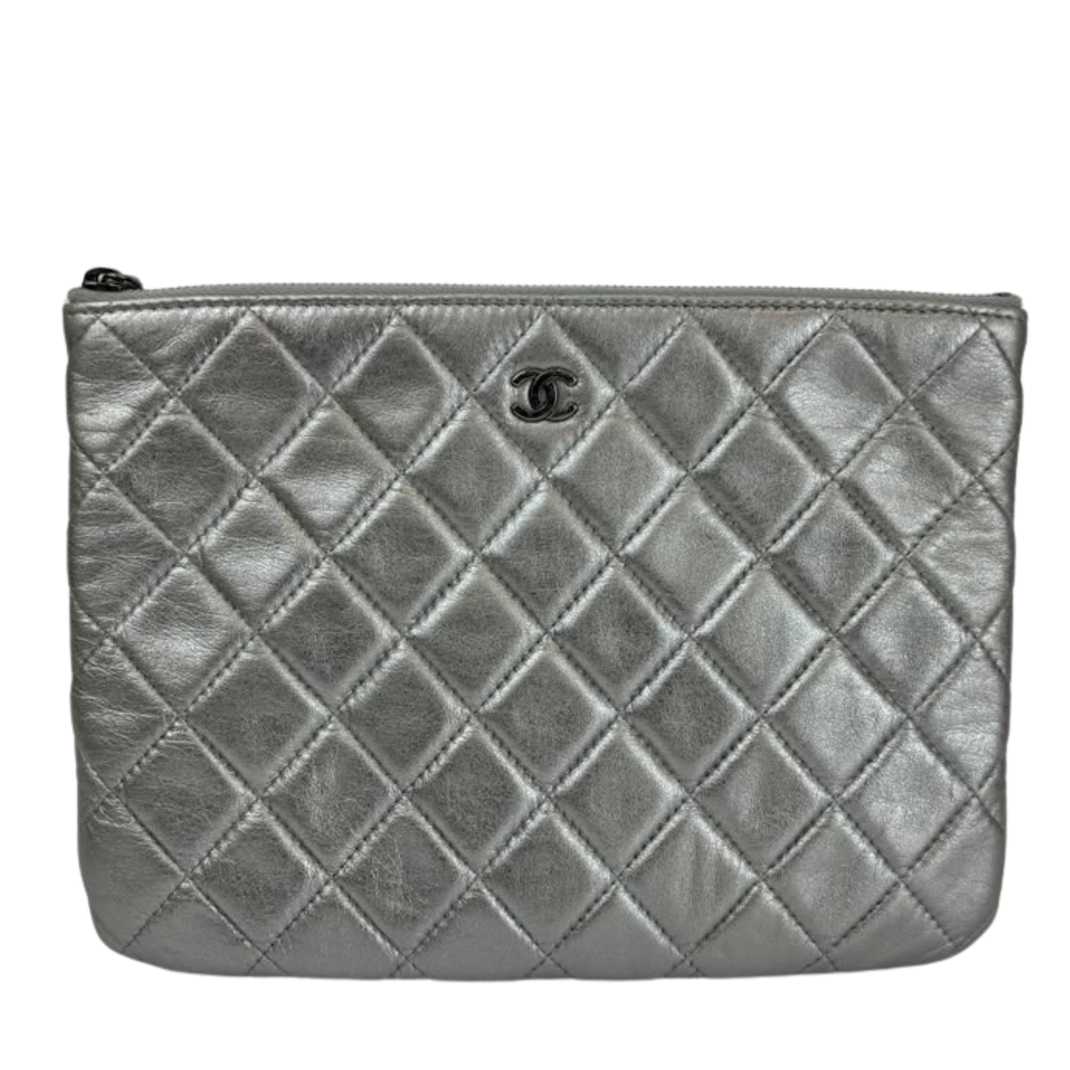 Small O Case Iridescent Silver Lambskin RHW
