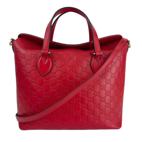 428226 Guccissima Top Handle Bag in Red Leather