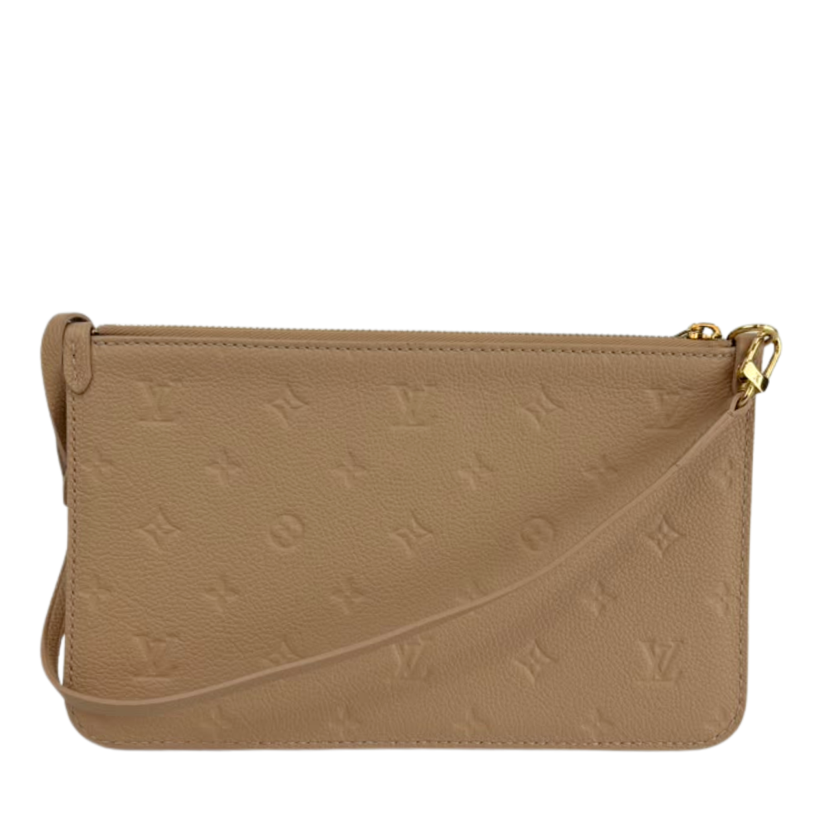Neverfull Pouch in Monogram Empreinte Leather Crème