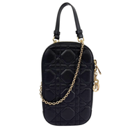 Lady Dior Call'in Dior Phone Holder in Black Cannage Lambskin