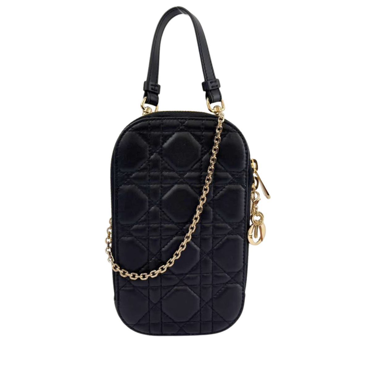 Lady Dior Call'in Dior Phone Holder in Black Cannage Lambskin