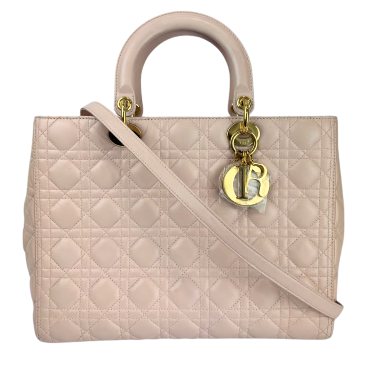 Large Lady Dior Light Pink Quilted Cannage Lambskin
