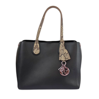 Small Dioraddict Shopper Tote in Black/Beige Leather and Python