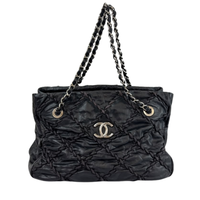 Ultra Stitch Tote in Black Crinkled Calfskin SHW