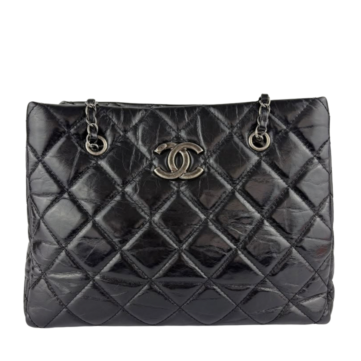 Tote Bag Black Aged Calfskin Leather RHW