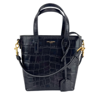 Mini Toy Shopping Saint Laurent in Black Crocodile-Embossed Leather