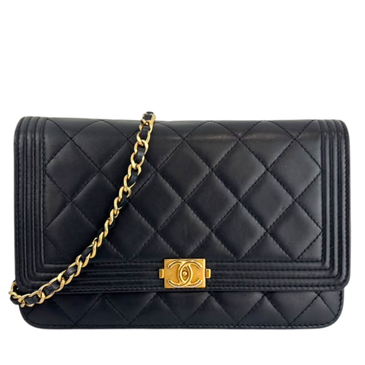 Boy Wallet on Chain Black Lambskin GHW