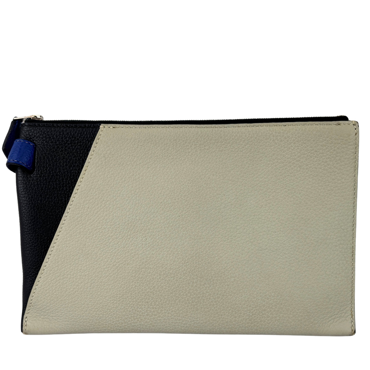 Togo Cabavertige 24 Pouch Noir, Gris Perle & Bleu Electrique
