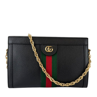 Black Leather Ophidia Small Shoulder Bag