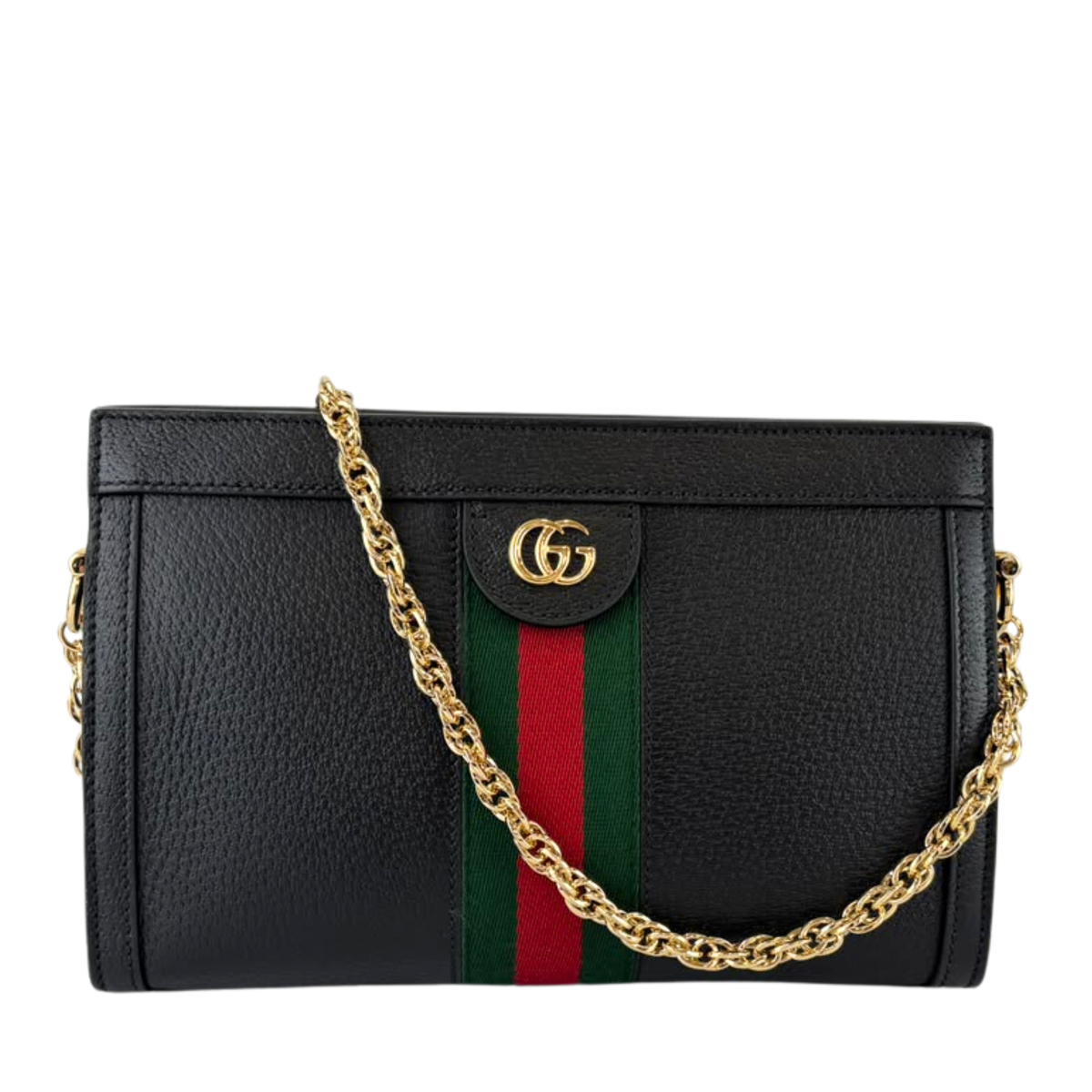 Black Leather Ophidia Small Shoulder Bag