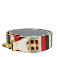 Multicolor Stripe Printed Leather Monster Bag Strap