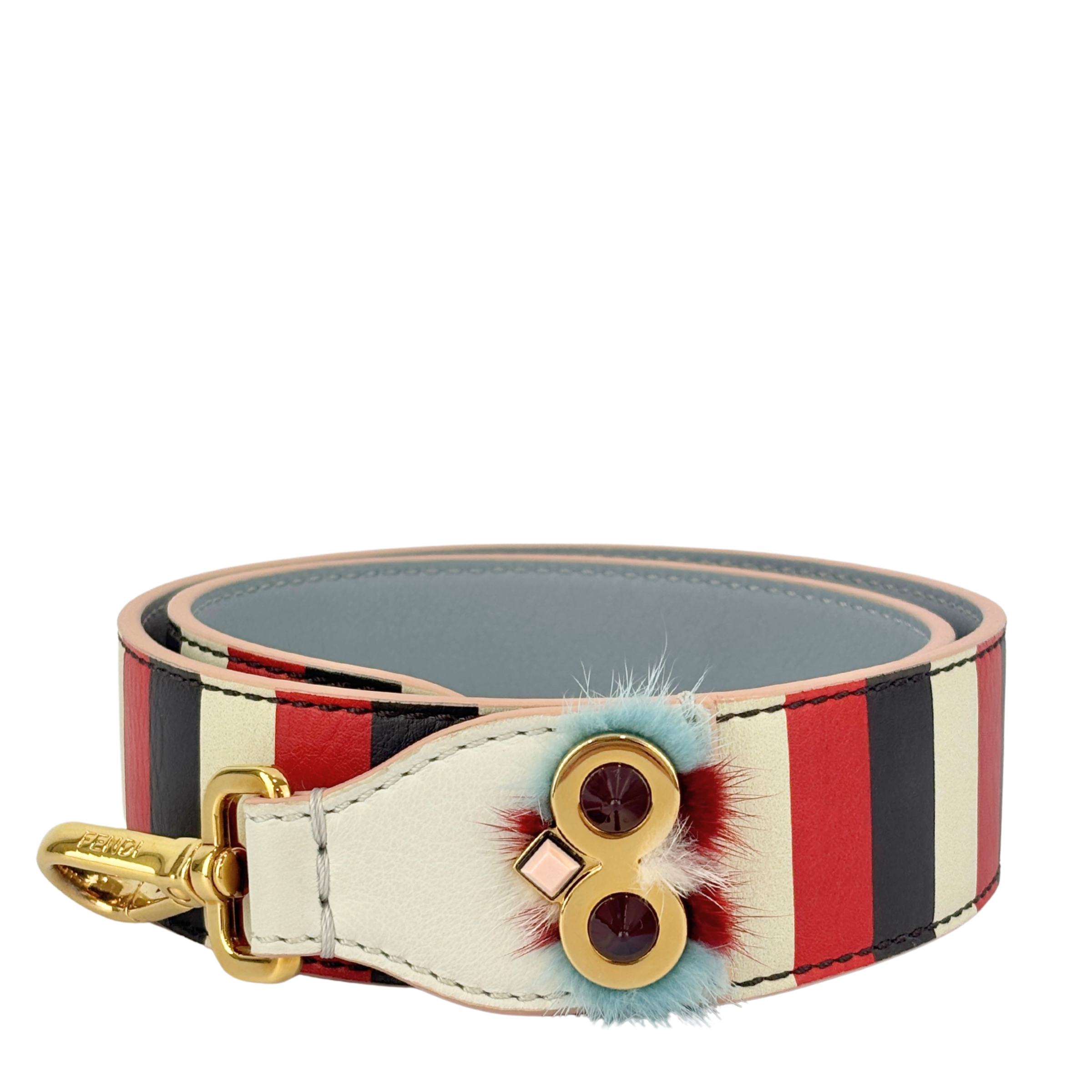 Multicolor Stripe Printed Leather Monster Bag Strap