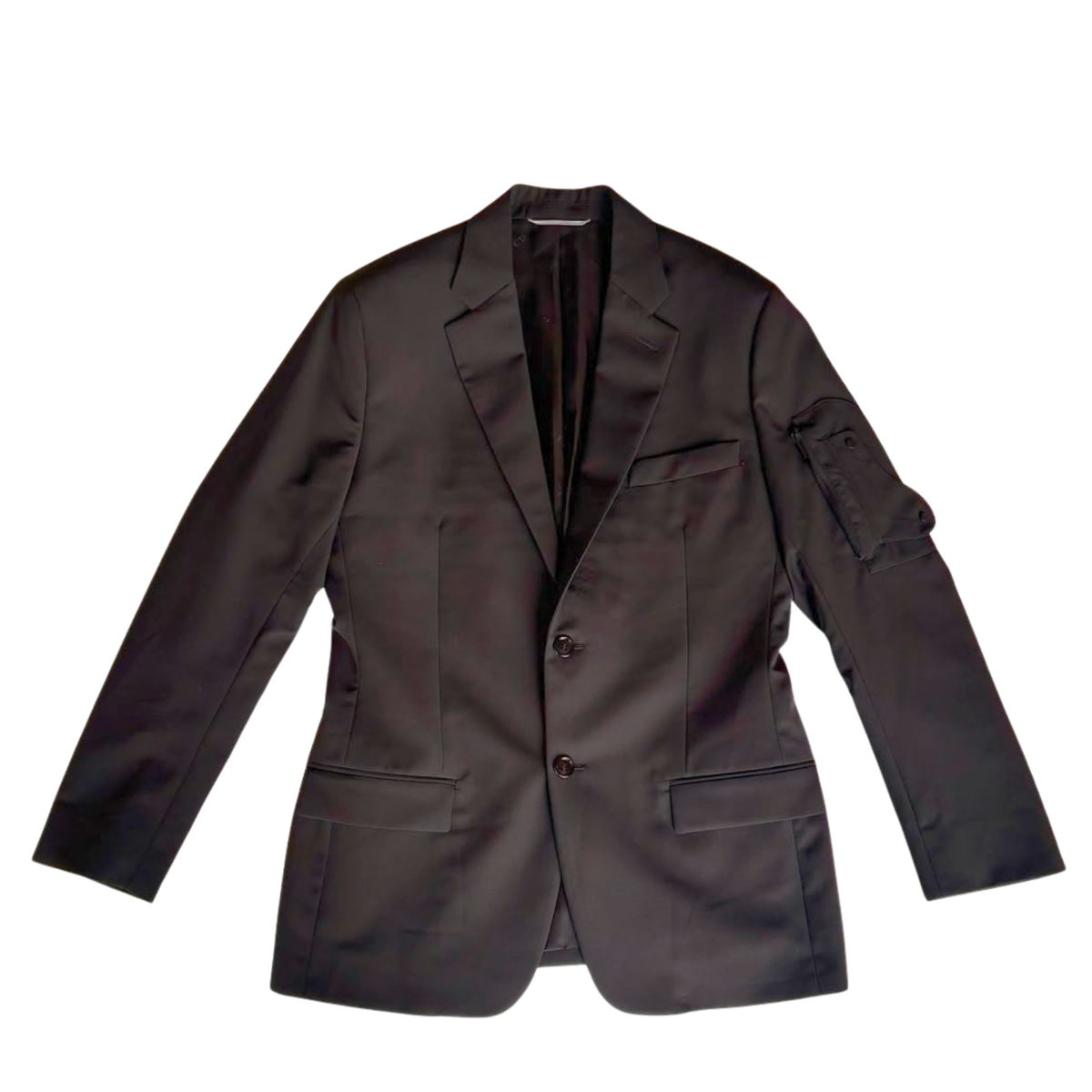 Black Wool Saddle Pocket Blazer Jacket Size 46