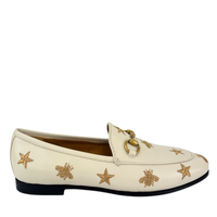 Goatskin Bee Star Embroidered Jordaan Loafers Mystic White Size 35.5