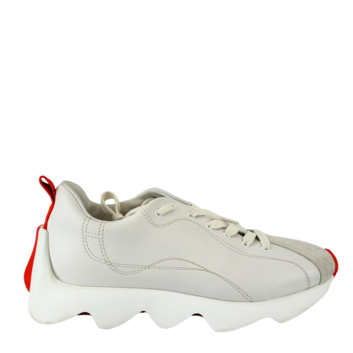 White Leather and Suede Envol Trainers with Orange Details Size 37