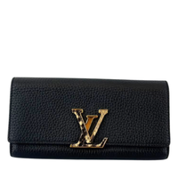 Capucines Taurillon Snakeskin Wallet Black