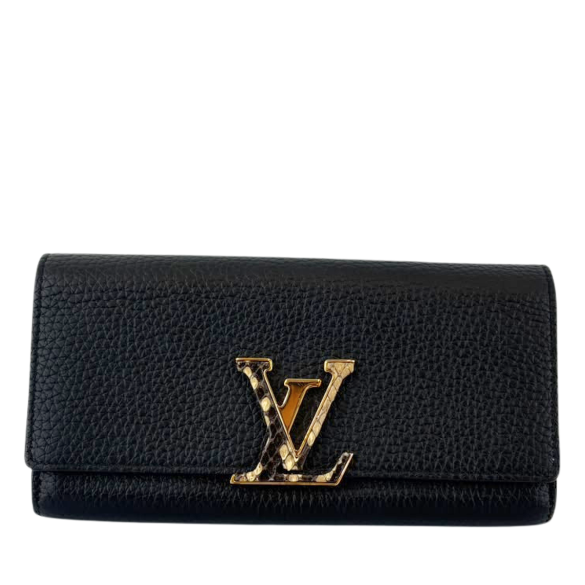 Capucines Taurillon Snakeskin Wallet Black