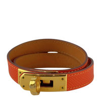 Kelly Double Tour Bracelet Orange Epsom GHW