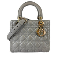 Lady Dior Medium Metallic Silver Lambskin GHW