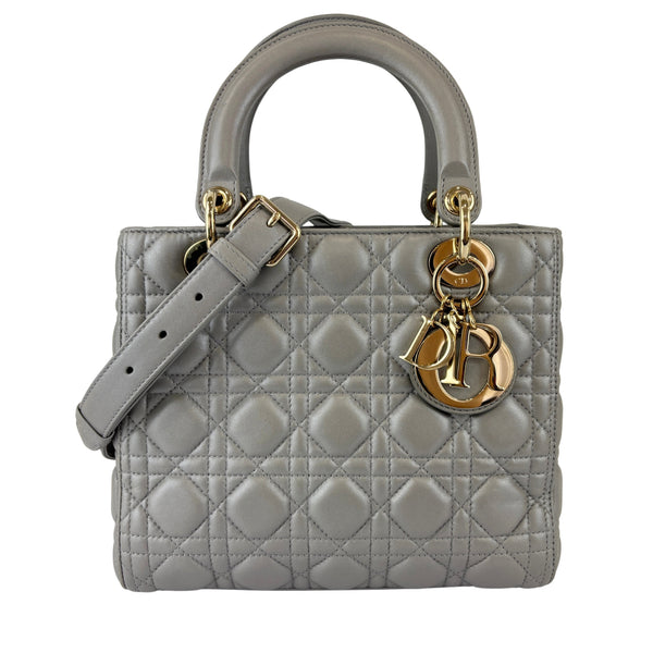 Lady Dior Medium Metallic Silver Lambskin GHW