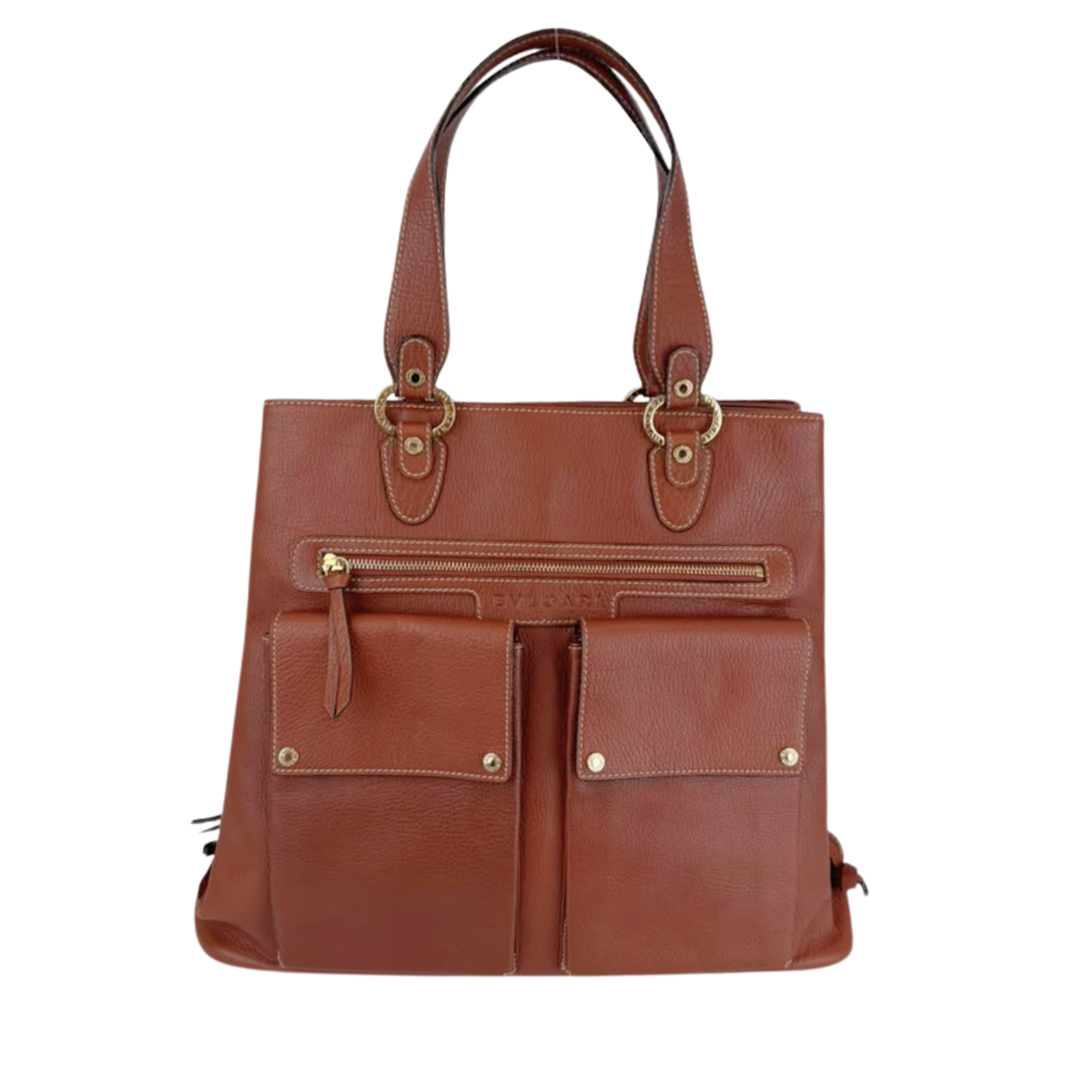 Vintage Brown Pigskin Leather 2-Way Tote