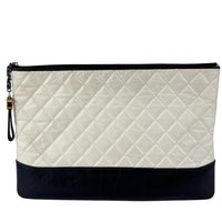Gabrielle Large O Case Clutch in Black / Off White Aged Calfskin