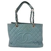 GST Grand Shopping Tote in Light Blue Caviar Leather SHW