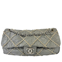 Grey Ultra Stitch Flap Bag SHW