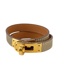 Kelly Double Tour Bracelet in Obre Lizard Leather GHW